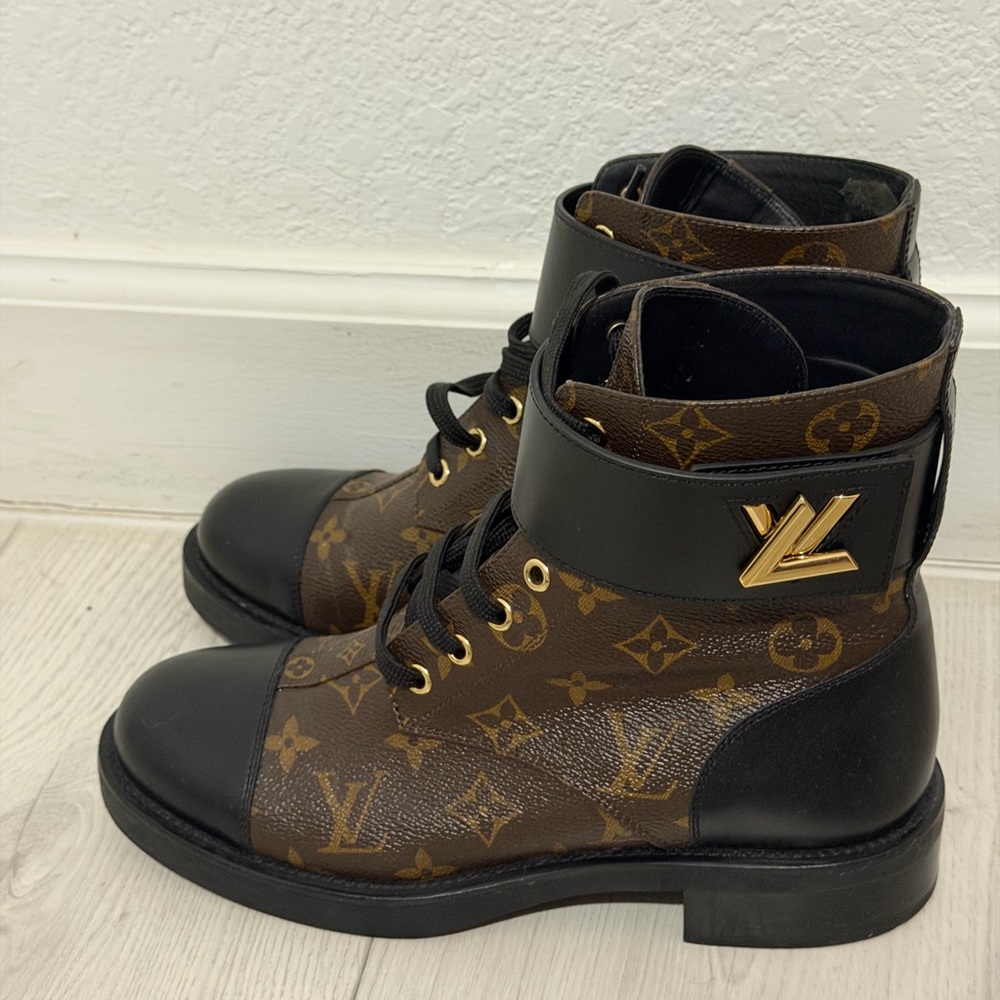 Louis Vuitton Black and Brown Monogram Boots